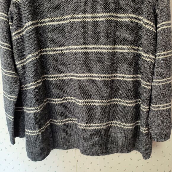 Talbots Sweater NEW 3X Gray White Striped Pullover Cotton Blend Minimal Capsule - Picture 12 of 15